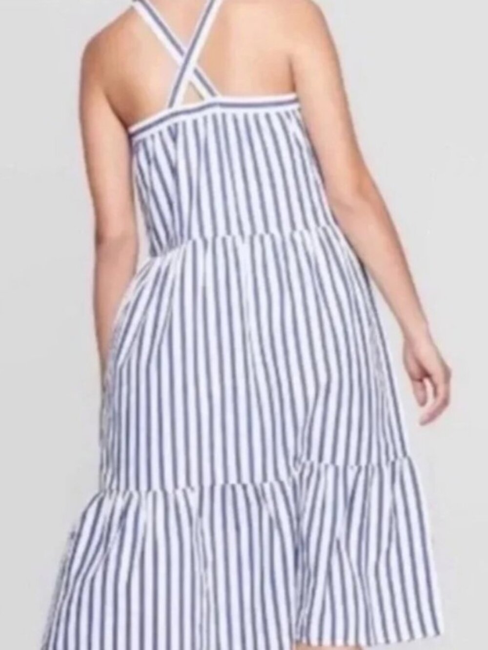 Universal Thread White Blue Striped Midi Sundress Adjustable Straps EUC XXL - Picture 2 of 2
